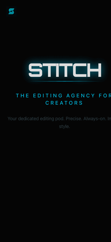 Stitch Video Editing Agency mobile website screenshot