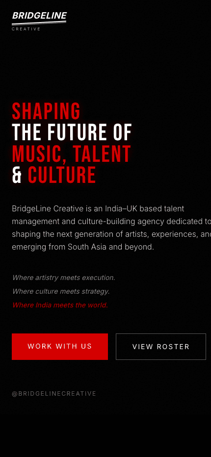Bridgeline Creative mobile website screenshot
