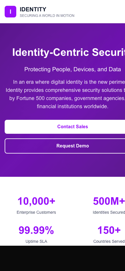 Identify mobile website screenshot