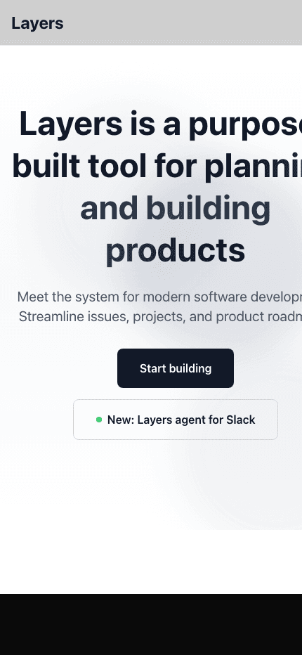 Layers mobile website screenshot