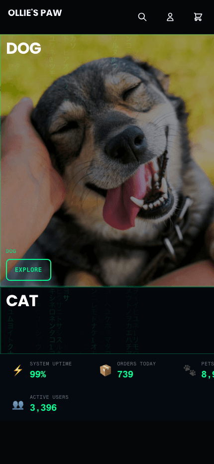 OlliesPaw mobile website screenshot