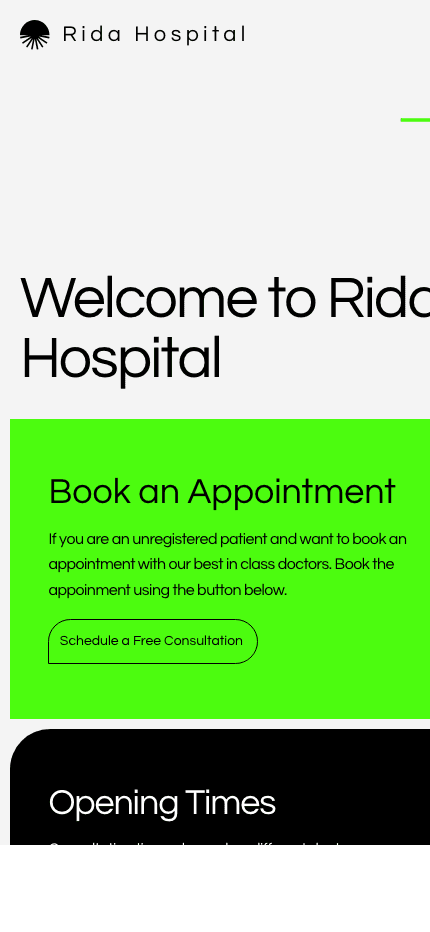 Rida Hospital mobile website screenshot