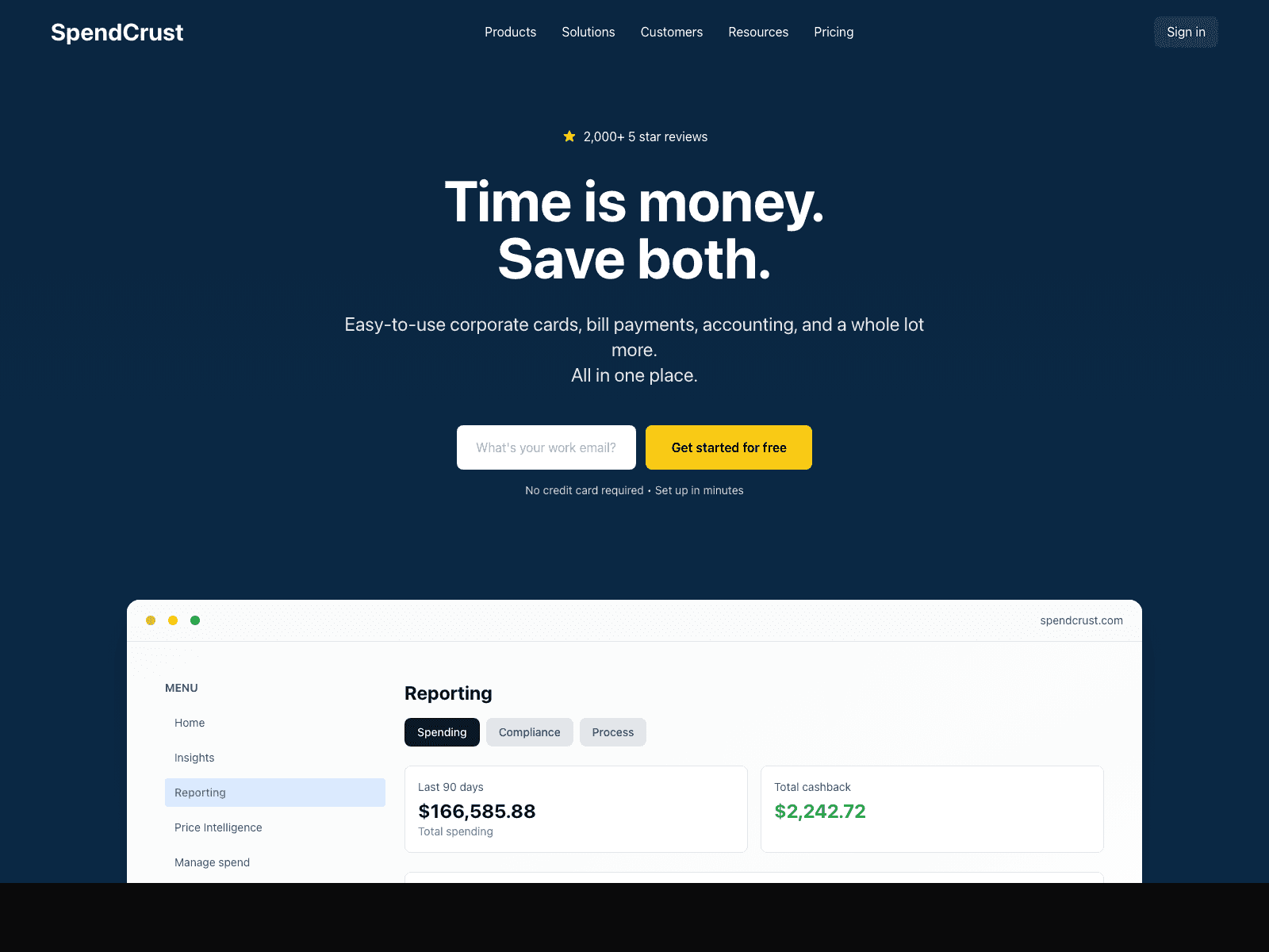 SpendCrust desktop website screenshot