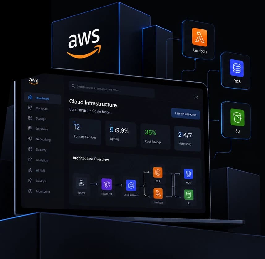 AWS services connected to a scalable cloud architecture