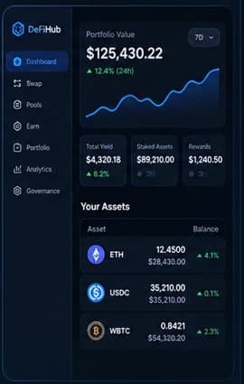 DeFi Dashboard interface concept