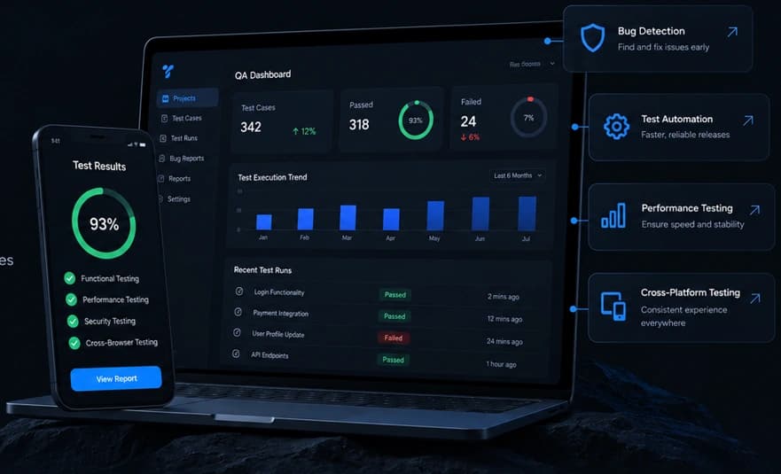 Software testing dashboard and mobile test report
