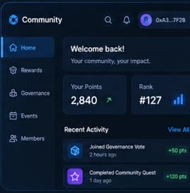 Tokenized Community App interface concept